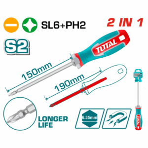 DESARMADOR 6.35X192MM 2 EN 1 S2  (PH2 + SL6) MAGNETICO - THT250266