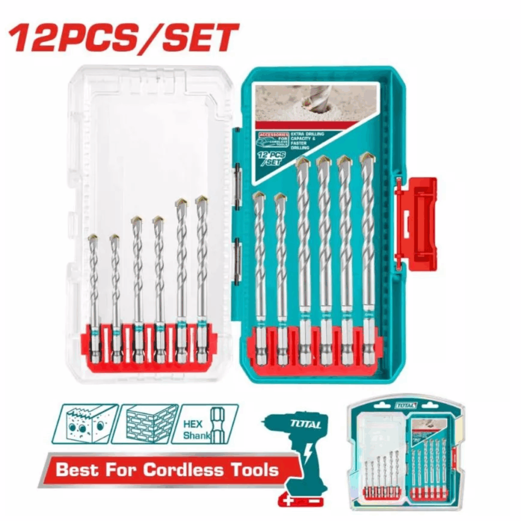SET DE BROCAS ALBAÑILERIA 12PCS 3-10MM HEX + ESTUCHE INDUSTRIAL – TACSDL12206