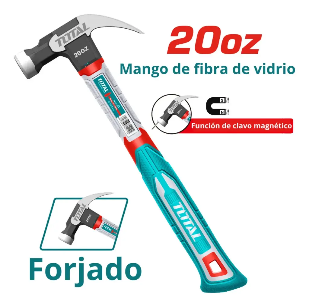 MARTILLO DE UÑA MANGO FIBRA DE VIDRIO 20OZ/560G ACERO CARBON MAGNETICO – THCH61020