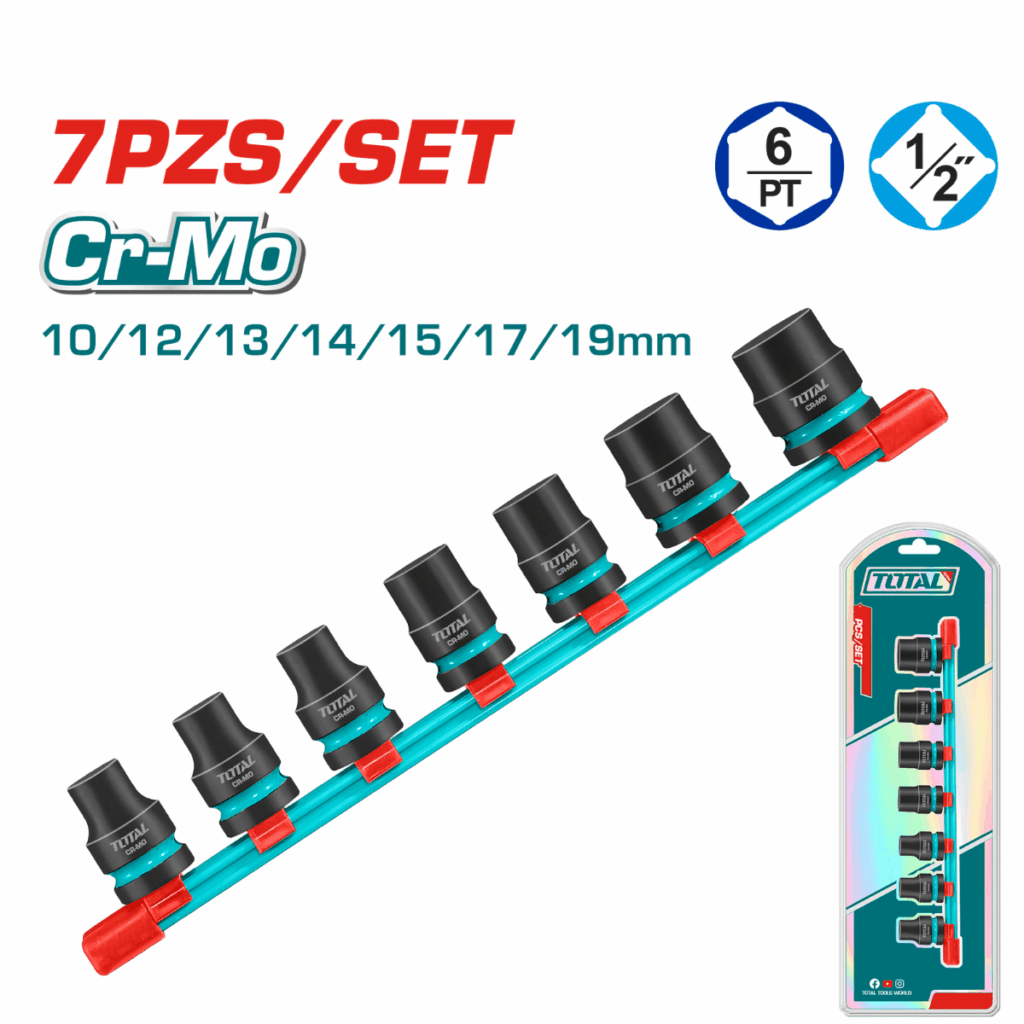 SET DADOS IMPACTO CORTO 1/2» 10-19MM 7PCS CR-MO INDUSTRIAL – THKISD12073