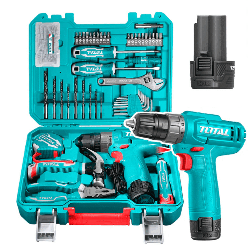 KIT TALADRO 12V TIPO-C 20NM 1X1.5AH + HERRAMIENTAS MALETIN (129PCS) – THKTHP11292
