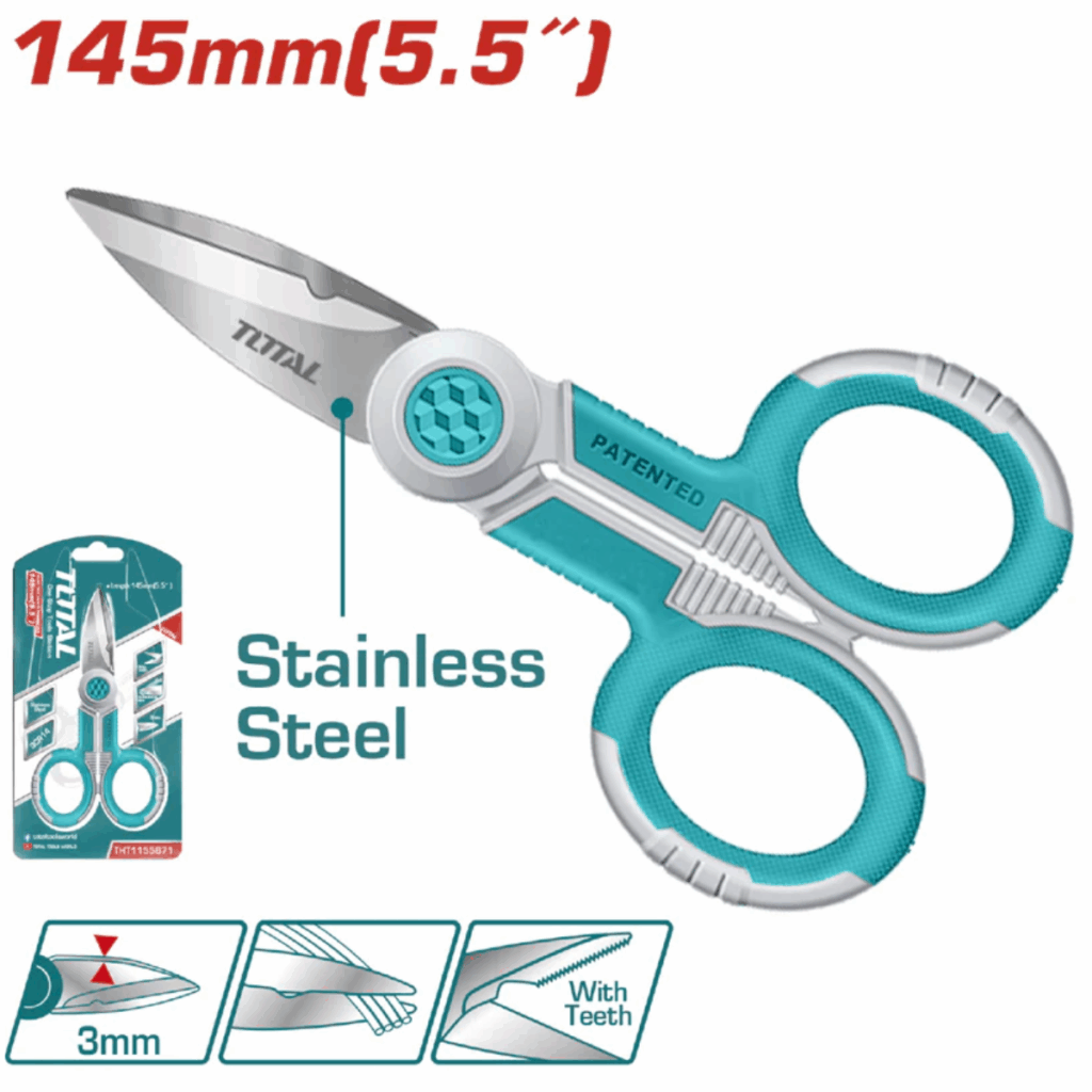 TIJERA ELECTRICISTA 145MM ACERO INOX 3.0MM PUNTA TITANIO – THT1155871