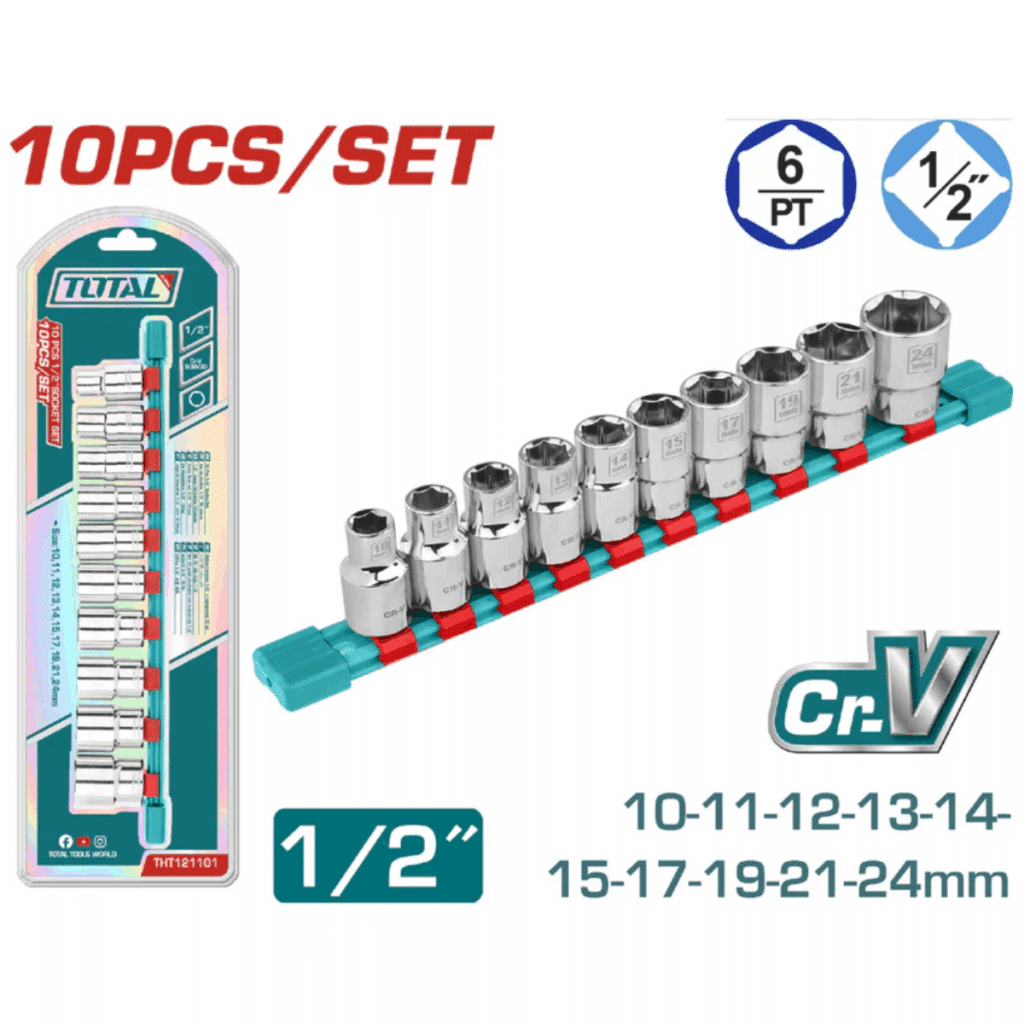 SET DE DADOS 1/2» 10PCS 5-14MM INDUSTRIAL – THT121101