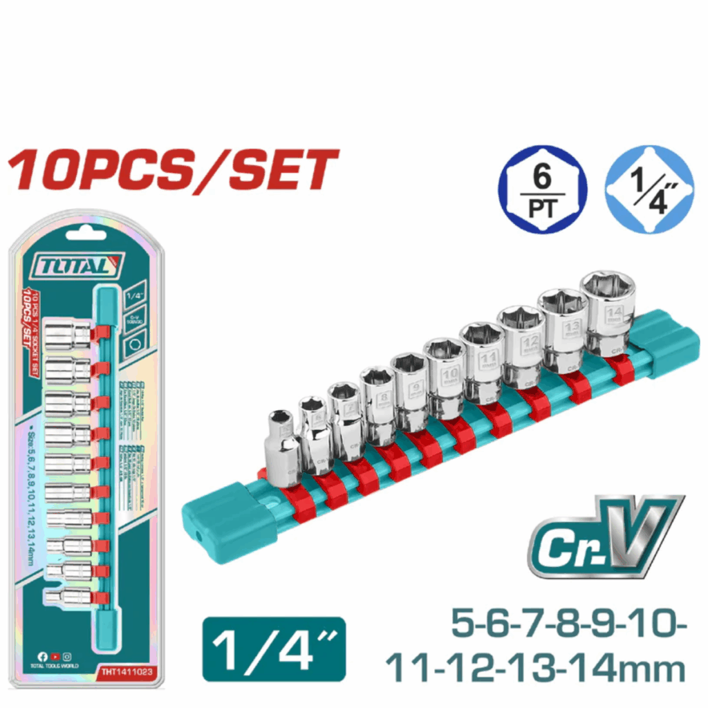 SET DE DADOS 1/4» 10PCS 5-14MM INDUSTRIAL – THT1411023