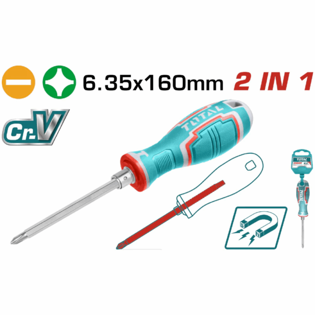 DESARMADOR 6.35X160MM 2 EN 1 CR.V (PH2 + SL6) MAGNETICO – THT250206