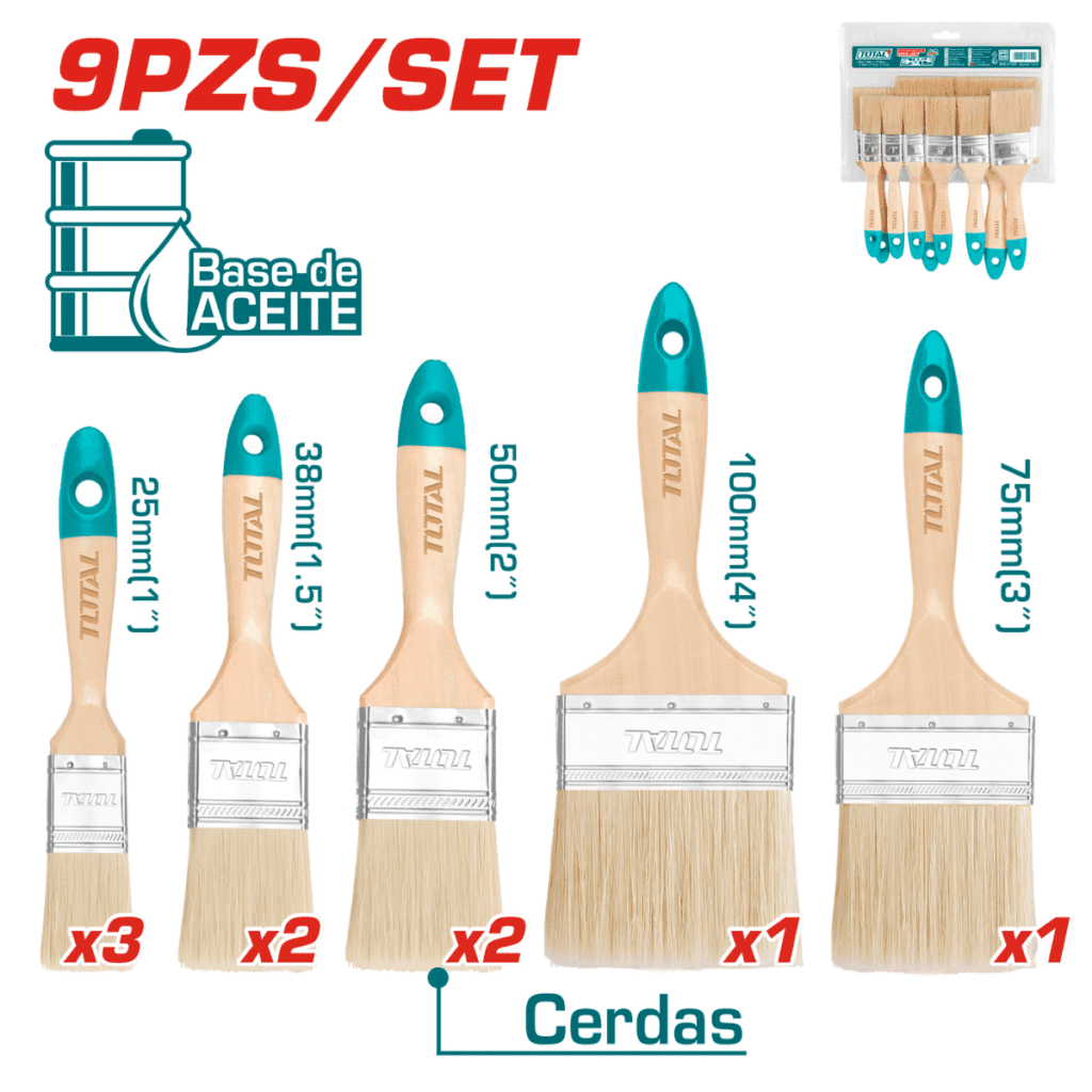 SET DE BROCHAS BASE ACEITE 25-100MM 9PCS – THT8414091