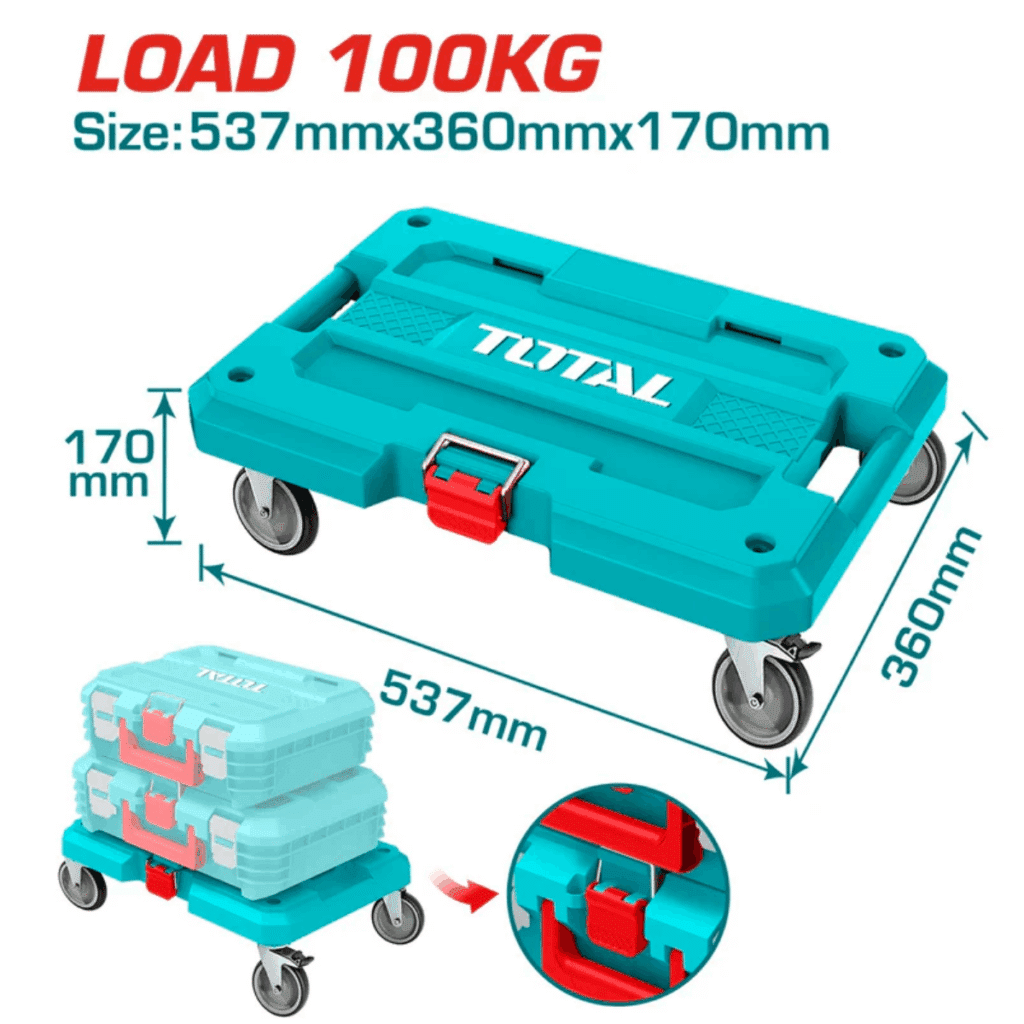 BASE CON RUEDAS PARA CAJA HERRAMIENTAS APILABLE CAP: 100KG 537X360X17 – THTWB61001