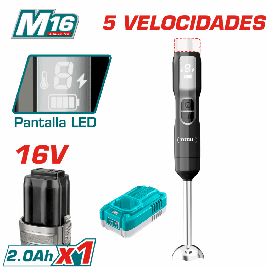 BATIDORA DE INMERSION 16V DISPLAY LED 1X2.0AH – TJB048K
