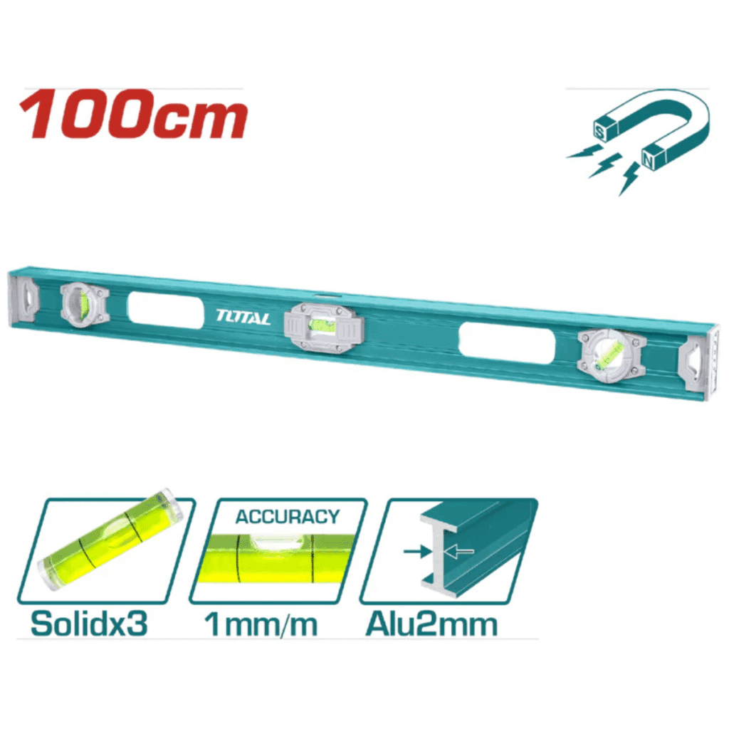 NIVEL BURBUJA 100CM B:3 ALUMINIO 2MM PRES:1MM MAGNETICO – TMT210026