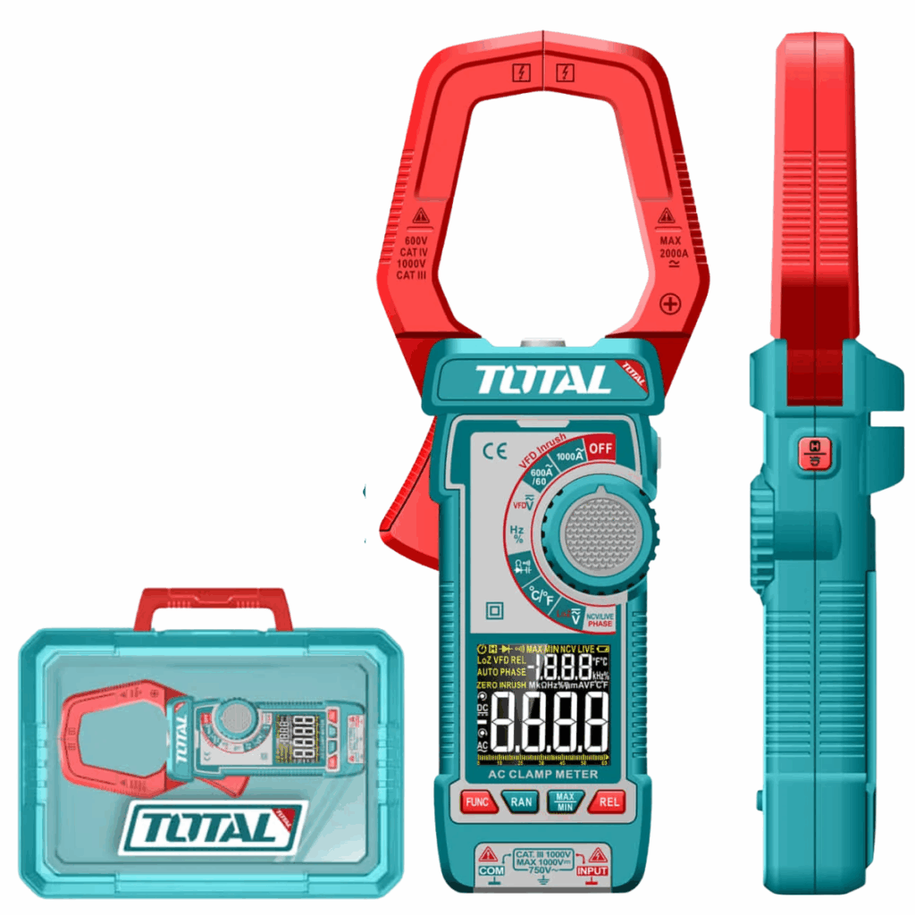 PINZA AMPERIMETRICA DC/AC 1200A 6000 CONTEOS A:47MM MALETIN INDUSTRIA TOTAL- TMT7610002