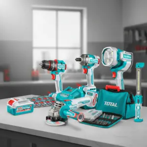 COMBO 5 EN 1 TALADRO PERCUTOR 66NM + DESTORNILLADOR DE IMPACTO 285NM + AMOLADORA 1000W + LINTERNA TOTAL - TOSLI250692