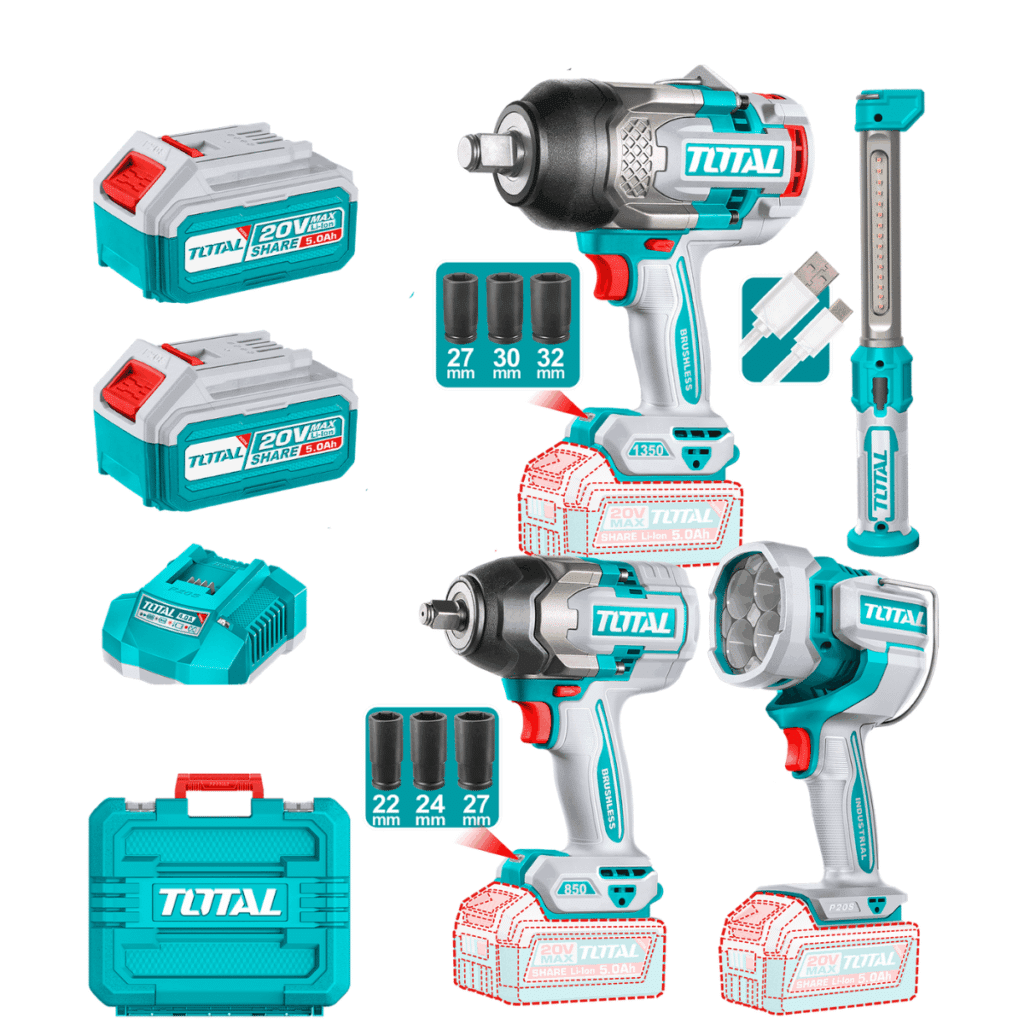 COMBO 4 EN 1 LLAVE IMPACTO 1350NM Y 850NM + LINTERNA 2000LM + LINTER – TOSLI250782