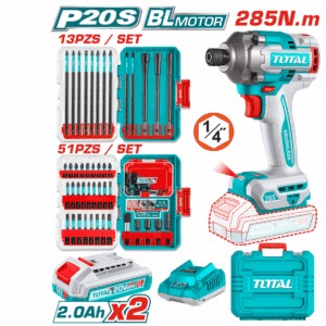 COMBO DESTORNILLADOR IMPACTO + PUNTAS Y ACCESORIOS 2X2.0AH + MALETIN - TOSLI250784