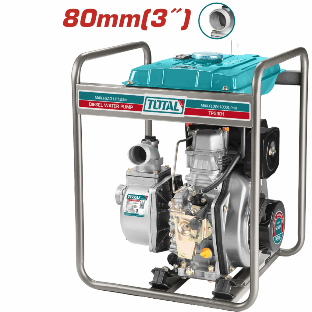 MOTOBOMBA DIESEL 80MM (3») 5.5HP 1000L/MIN ALTURA:28M – TP5301