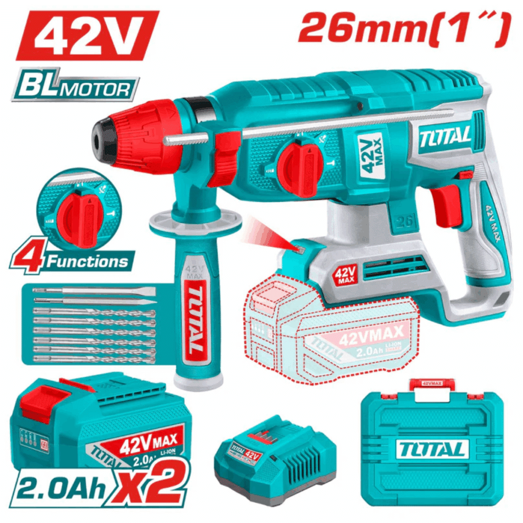 ROTOMARTILLO SDS+ 42V 26MM 2.5J 0-5000BPM BRUSHLESS 2X2.0AH +ACC MAL – TRHLI422682