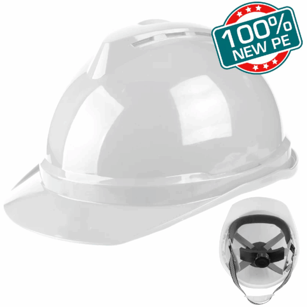 CASCO DE SEGURIDAD 100% NEW PE 6 PUNTOS CONFORTABLE 380G BLANCO INDUSTRI – TSP8602