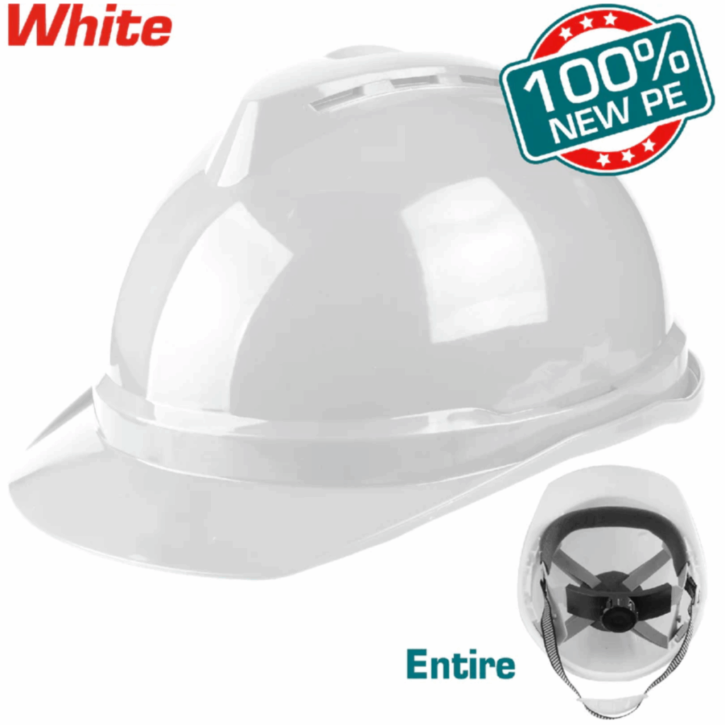 CASCO DE SEGURIDAD 100% NEW PE 6 PUNTOS CONFORTABLE 380G BLANCO INDUSTRI – TSP8602
