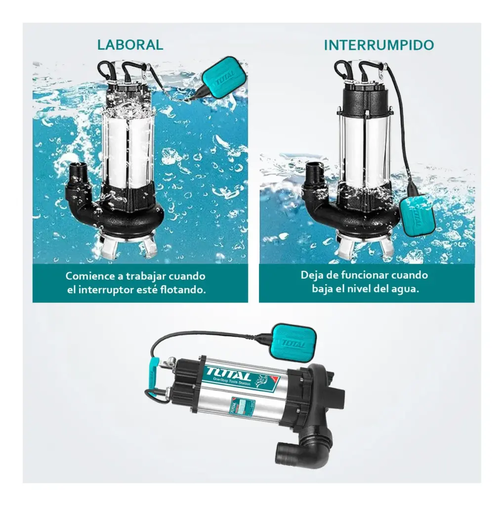 BOMBA DE AGUA SUMERGIBLE AGUA RESIDUAL AC INOX 1500W(2.0HP) H:14.5M C:350L/MIN – TWP7150026-5