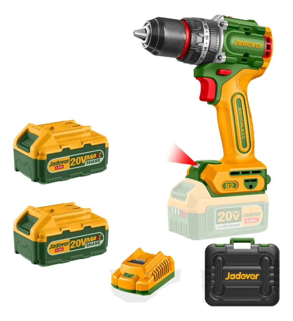 TALADRO COMPACTO 20V 92NM 13MM 22+1+1 2X4.0AH – JDCDP9281