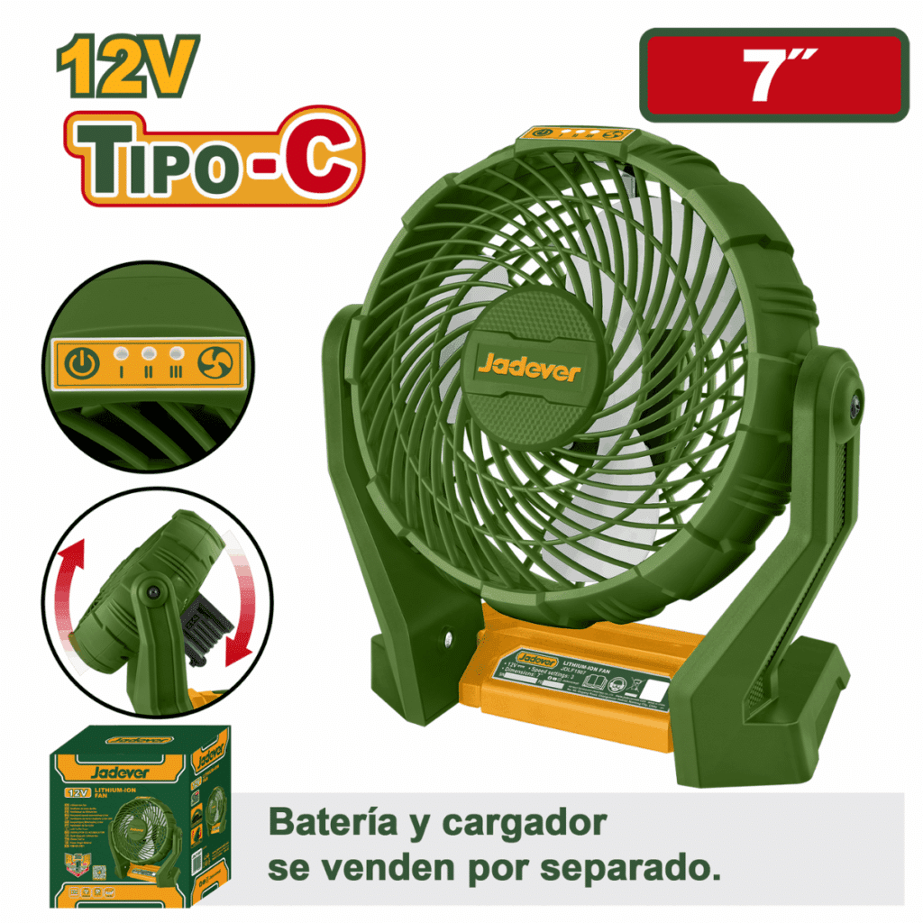 VENTILADOR 12V 7″ ANGULO AJUSTABLE – JDLF1507
