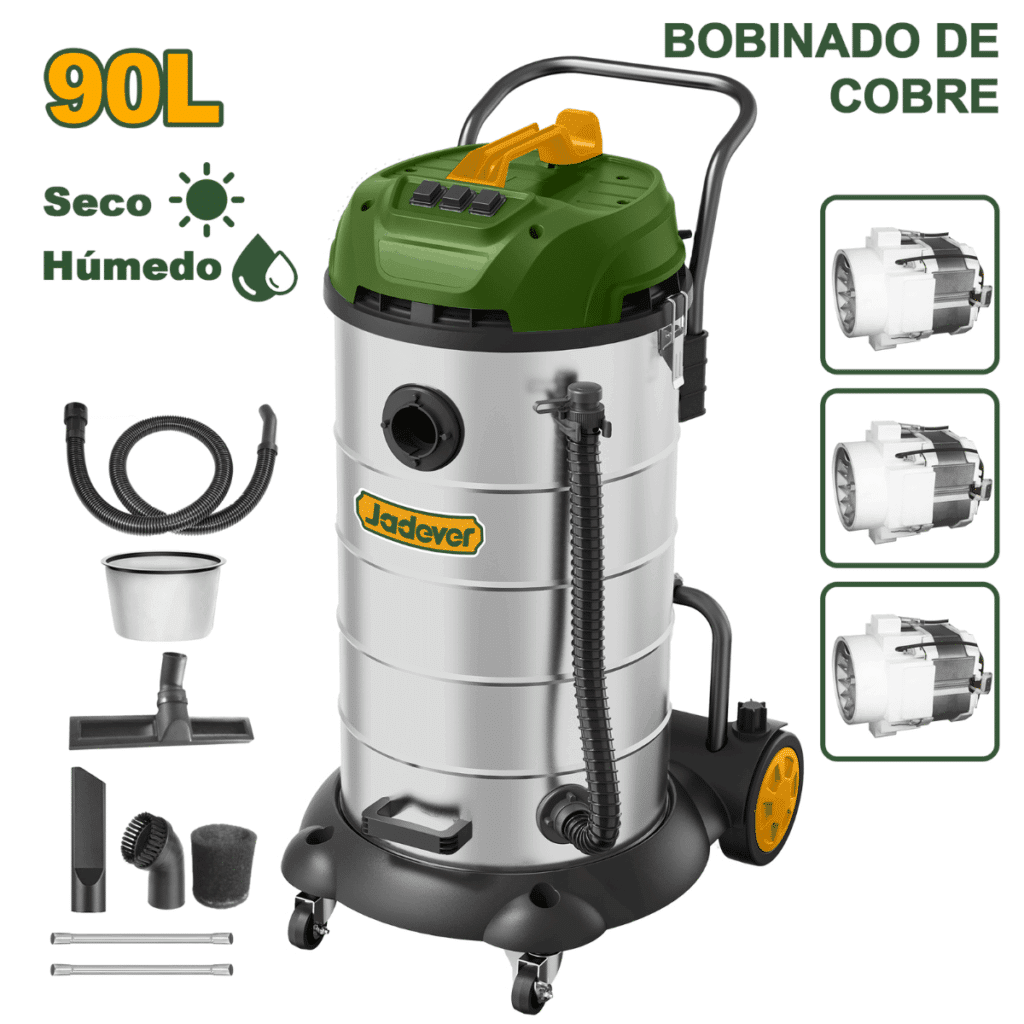 ASPIRADORA 60L 2X1200W 3M3/MIN 20KPA SECO/HUMEDO – JDVR5A60