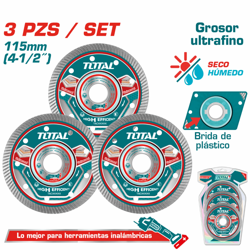 SET DISCOS DIAMANTADOS 3PCS  115MM ULTRA DELGADO IDEAL INALAMBRICOS IN – TAC511153