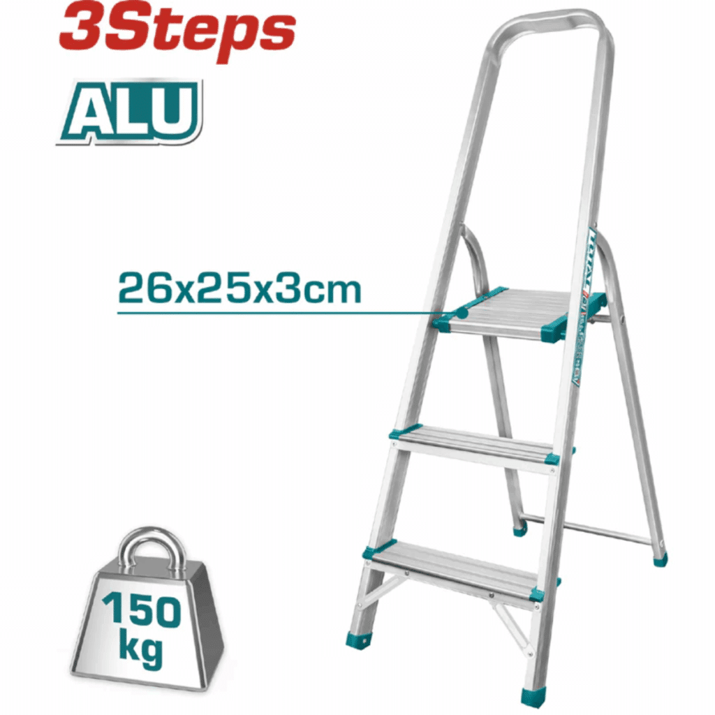 ESCALERA TIJERA ALU 3 PASOS 150KG PLAT.SUP: 26X25X3CM – THLAD06031