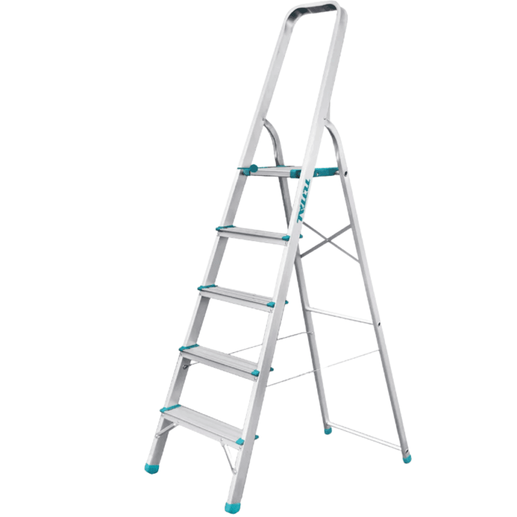 ESCALERA TIJERA ALU 5 PASOS 150KG PLAT.SUP: 26X25X3CM – THLAD06051