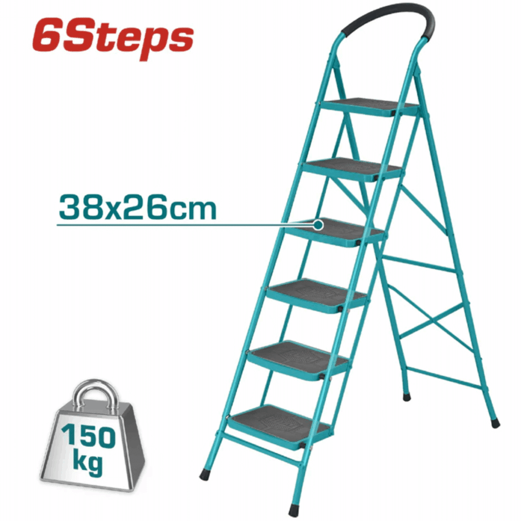 ESCALERA DE ACERO 6 PASOS 150KG PLAT.SUP: 38X26CM – THLAD09061