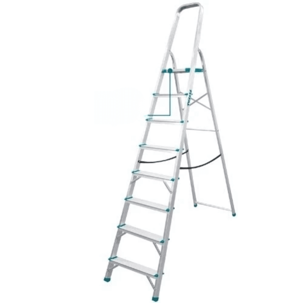 ESCALERA TIJERA ALU 8 PASOS 150KG PLAT.SUP: 26X25X3CM – THLAD06081