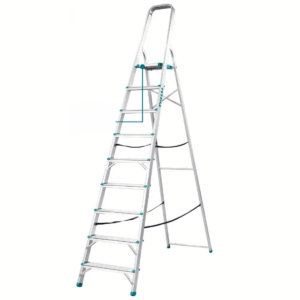 ESCALERA TIJERA ALU 9 PASOS 150KG PLAT.SUP: 26X25X3CM - THLAD06091