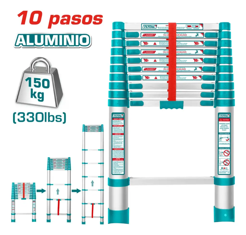 ESCALERA TELESCOPICA ALU 10 PASOS H:1980MM 150KG – THLAD08101