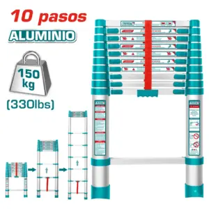 ESCALERA TELESCOPICA ALU 10 PASOS H:1980MM 150KG TOTAL - THLAD08101