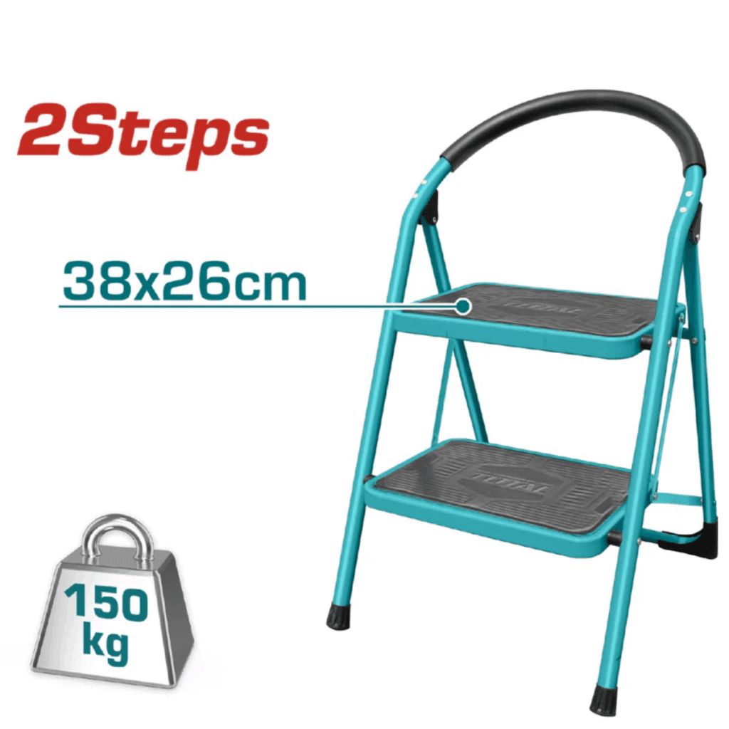 ESCALERA DE ACERO 2 PASOS 150KG PLAT.SUP: 38X26CM – THLAD09021