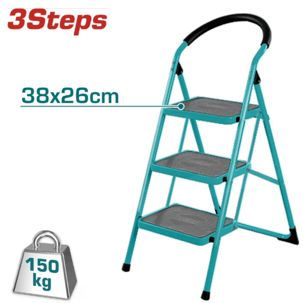 ESCALERA DE ACERO 3 PASOS 150KG PLAT.SUP: 38X26CM – THLAD09031