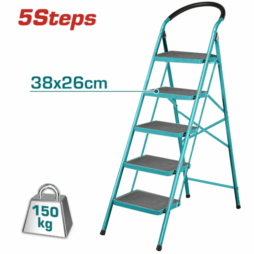 ESCALERA DE ACERO 5 PASOS 150KG PLAT.SUP: 38X26CM – THLAD09051