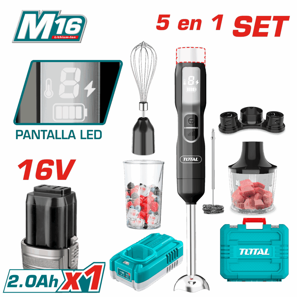 SET BATIDORA + ACCESORIOS 16V DISPLAY LED 1X2.0AH – TJB056K