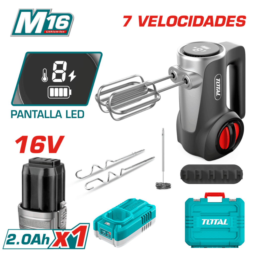 SET BATIDORA DE MANO 16V DISPLAY LED 1X2.0AH + MALETN – TMK023K