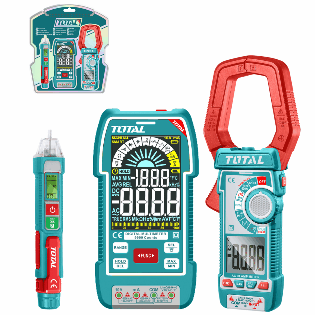 SET (3 EN 1) MULTITESTER + DETECTOR VOLTAJE + PINZA AMPERIMETRICA (ONE – TOS24069