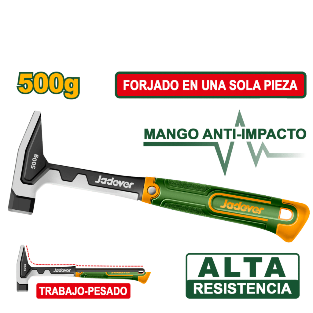MARTILLO MECANICO MANGO FIBRA DE VIDRIO 500G ANTI-SHOCK – JDHM8335