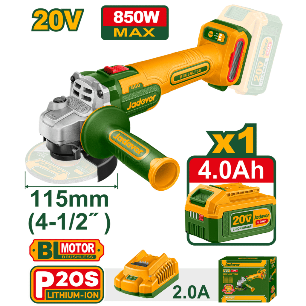 AMOLADORA 20V BL 3000-9000RPM 115MM M14 850W 1X4.0AH – JDLAP5421