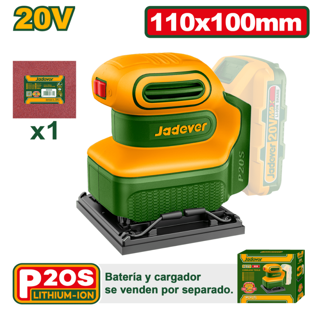 LIJADORA ORBILTAL DE HOJA 20V 12000RPM 110X100MM – JDRAP5010
