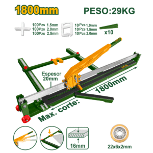 CORTA MAYOLICA 1800MM CORTE 16MM HOJA 22X6X6MM - JDTR1801