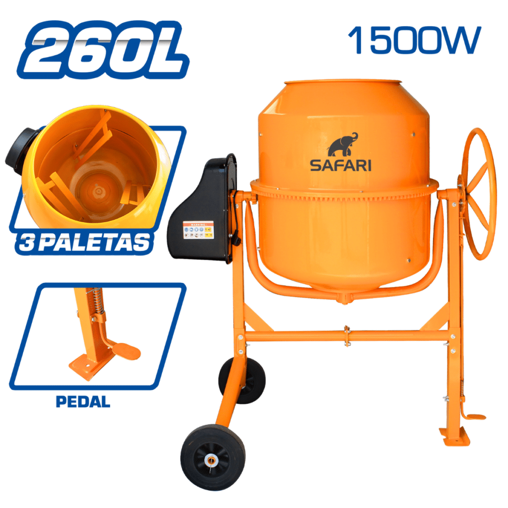 MEZCLADORA DE CONCRETO 260 LITROS 1500W – QB280