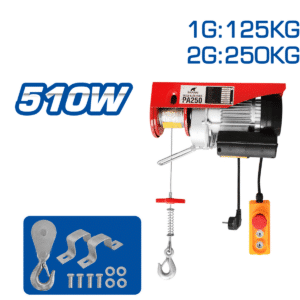 TECLE ELECTRICO 510W 1G:125KG / 2G:250KG E:6-12M V:5-10M/MIN - PA250