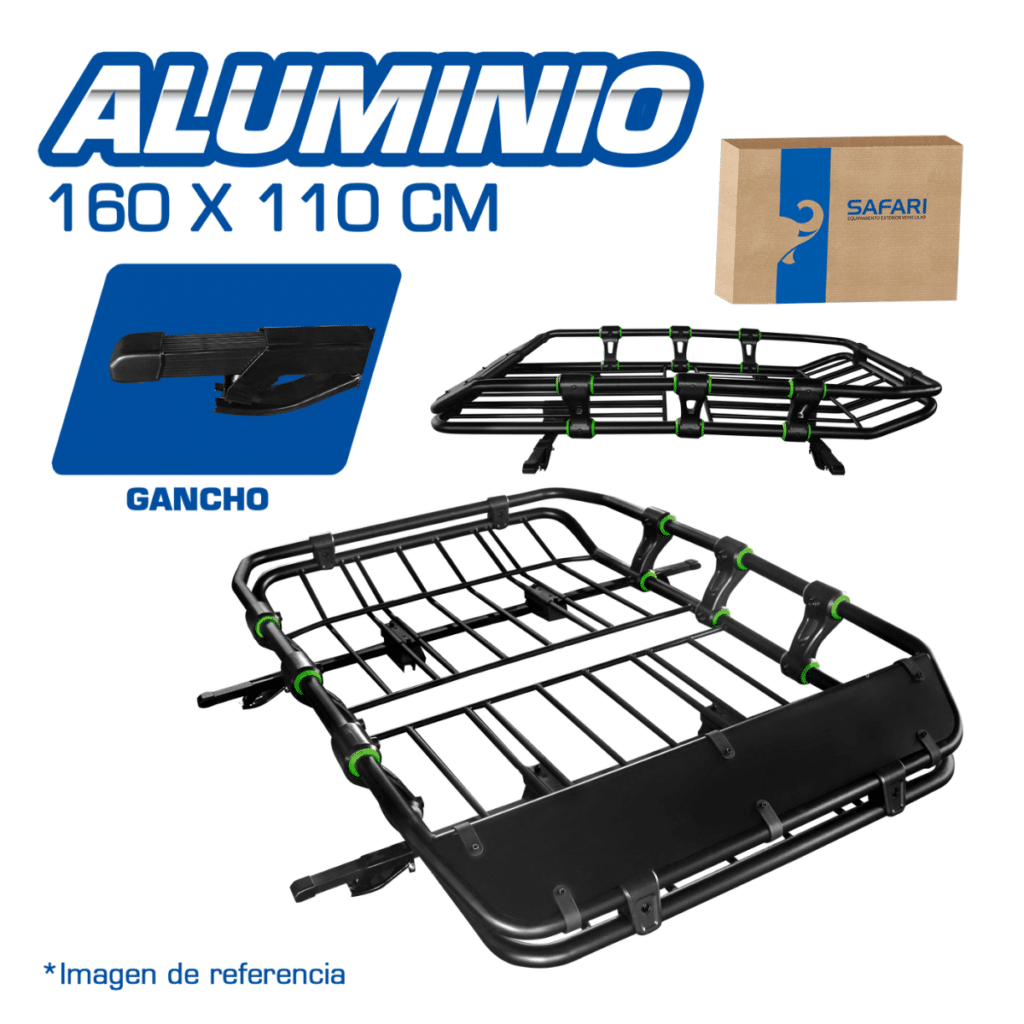 PARRILLA DE ALUMINIO CON DETALLE VERDE 140X100CM +CROSS BAR NEGRO – S3-RR21-BK-G-L