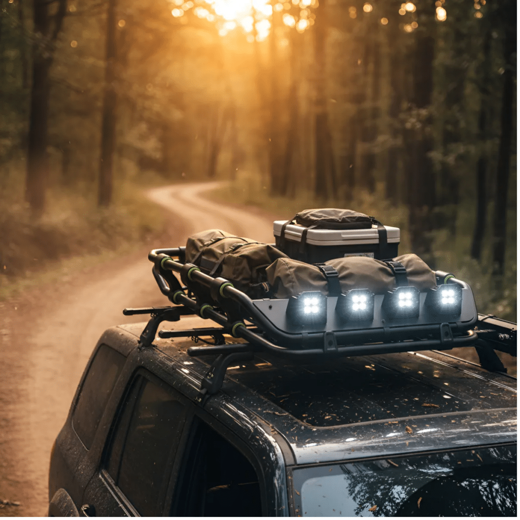 PARRILLA DE ALUMINIO CON DETALLE VERDE 140X100CM +4XLED +CROSS BAR NEGRO – S3-RR21-BK-G/L-L