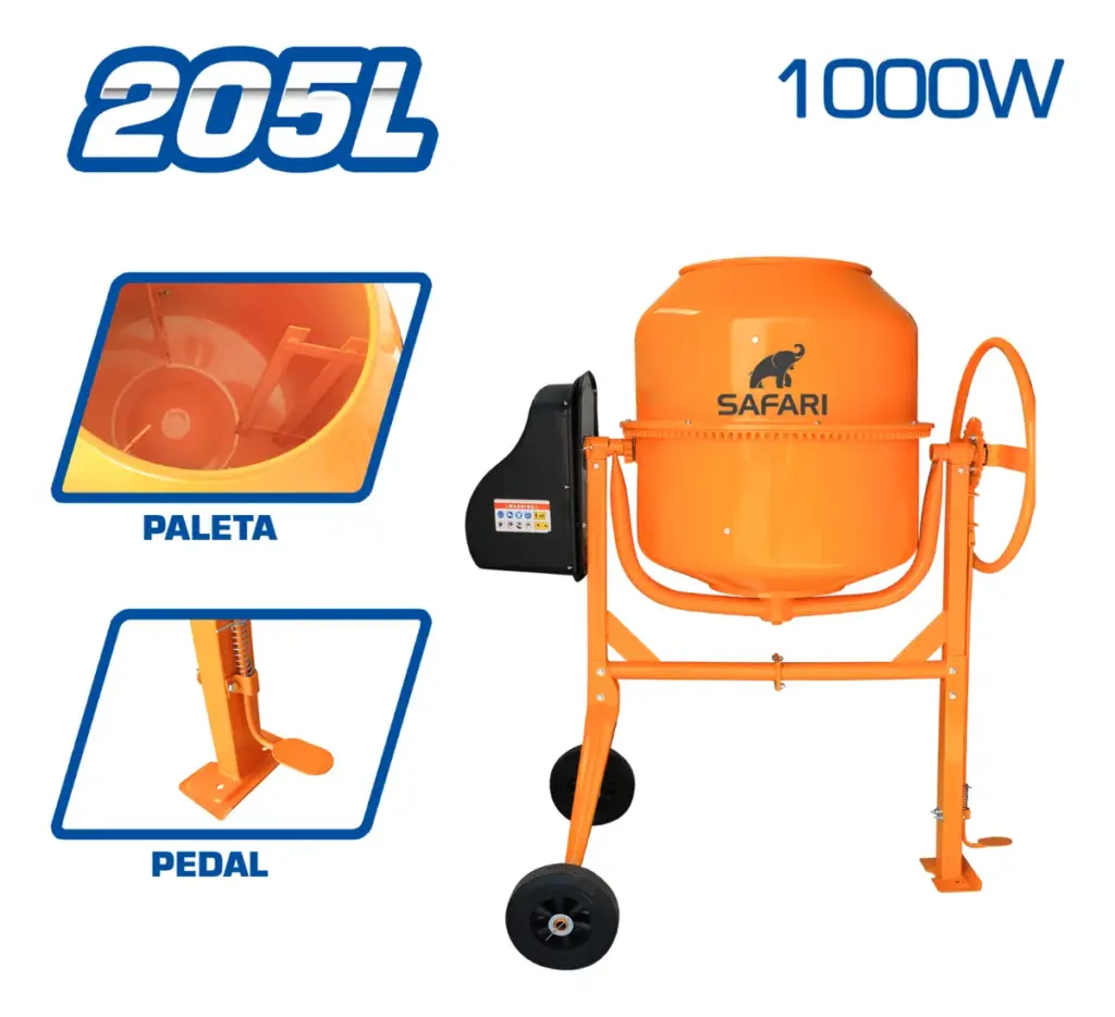 MEZCLADORA DE CONCRETO 205 LITROS 1000W – QB240