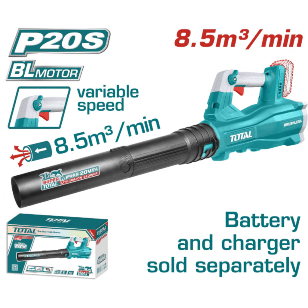 SOPLADORA LI-ION 20V 8.5M3/MIN MAX:144KM/H VEL: VARIABLE 18500/MIN – TABLI20428