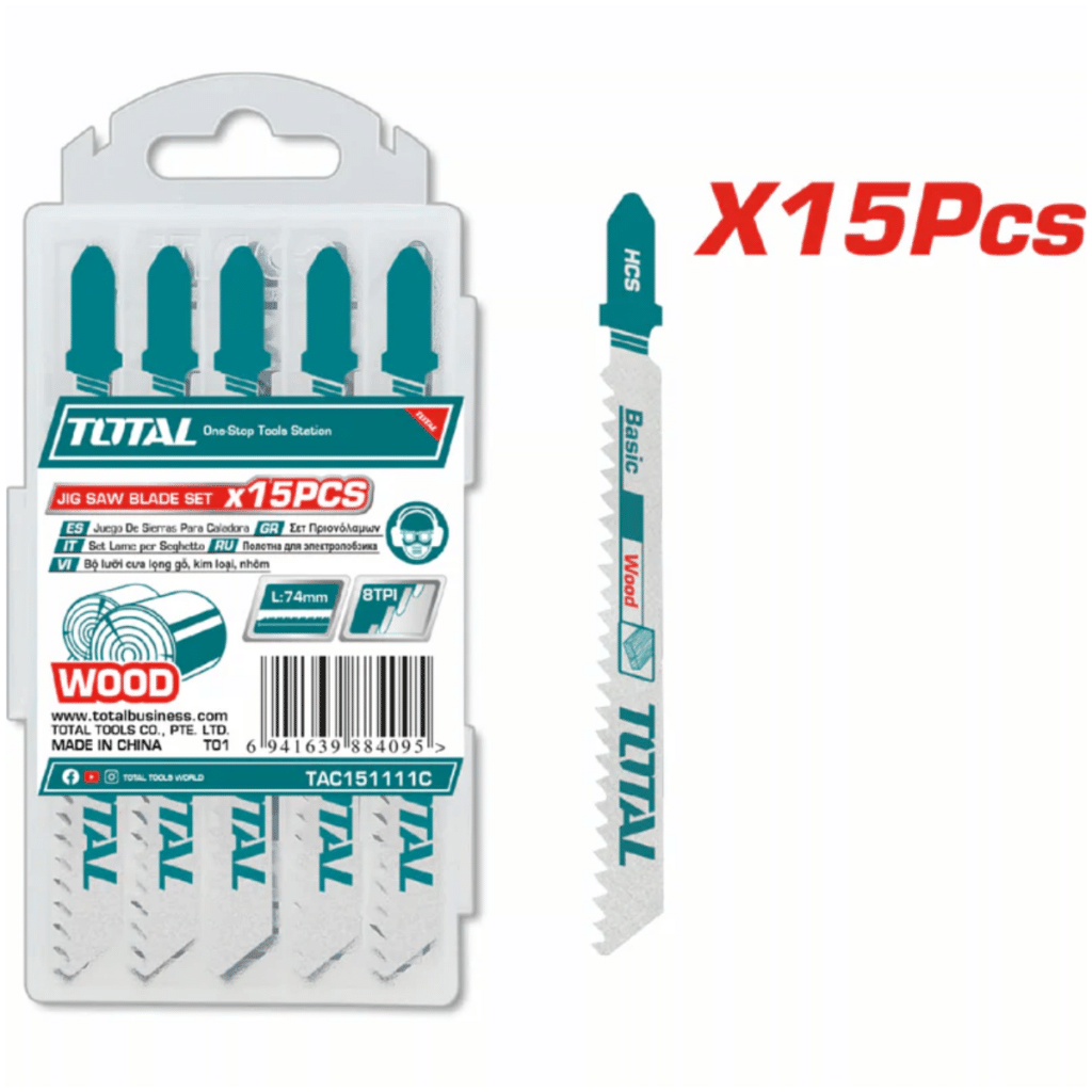 HOJAS PARA SIERRA CALADORA 15PCS PARA MADERA VELOCIDAD 8TPI HCS – TAC151111C